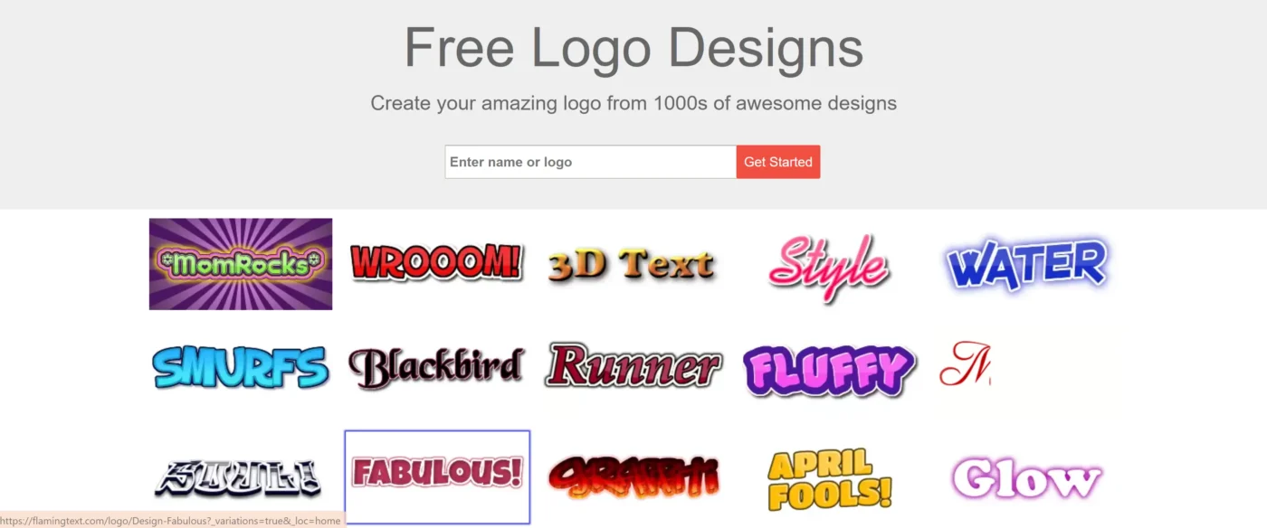 Flaming Text – App thiết kế logo Free online