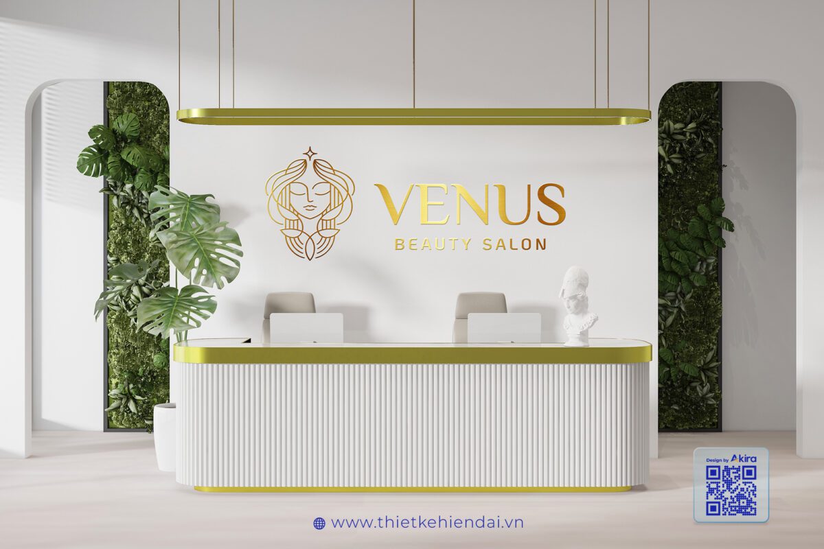 Logo beauty salon Venus với những đường nét mềm mại và uyển chuyển,